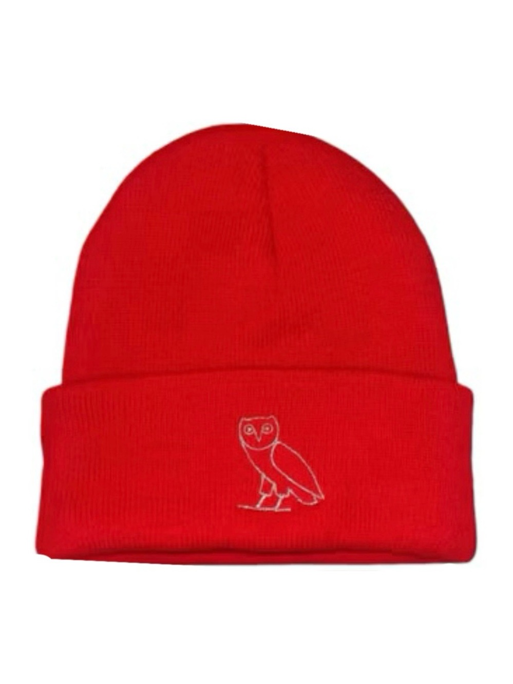 OVO Red Beanie Toque with Logo Embroidery